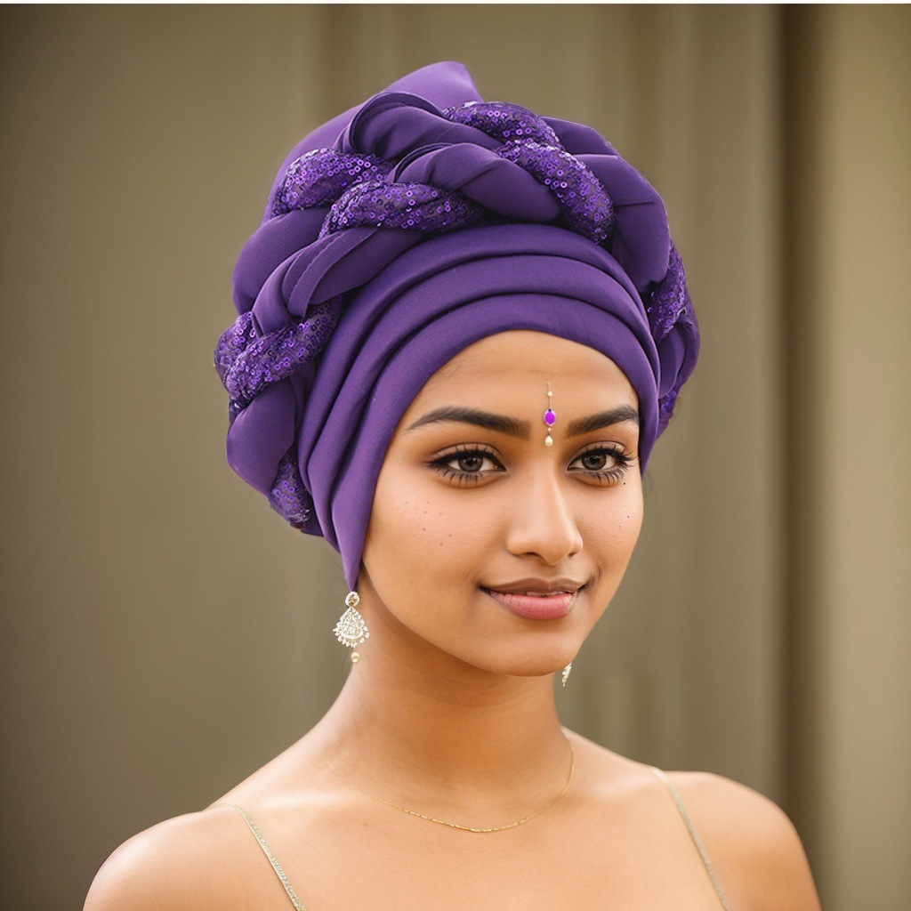 Cappello musulmano Cappello con treccia di paillettes a strati spazio Cappello africano alla moda_voghion.com