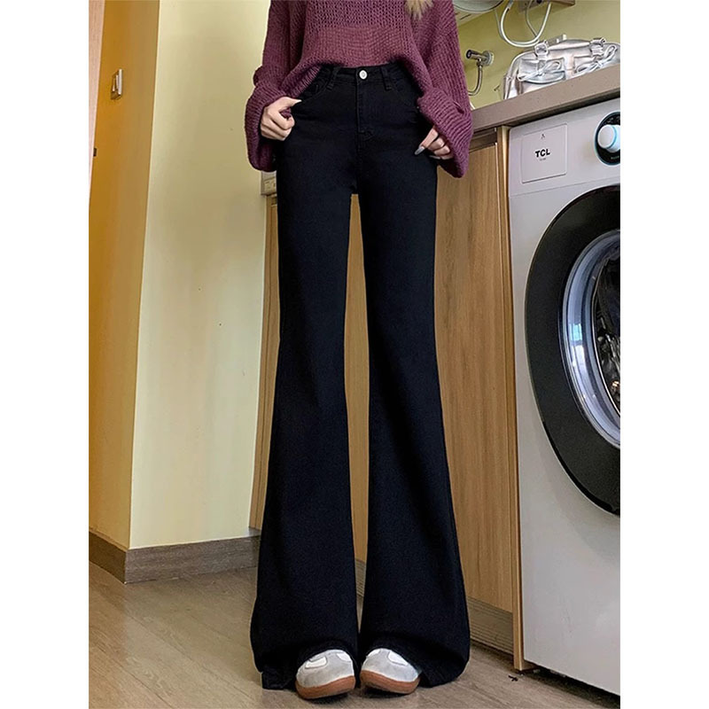 Plus Size Black Stretch Jeans for Women, Autumn 2025 New Style, High-Waisted, Slimming, Straight-Leg, Slight Flare, Bootcut Pants Plus Size Black Stretch Jeans for Women, Autumn 2025 New Style, High-Waisted, Slimming, Straight-Leg, Slight Flare, Bootcut Pants