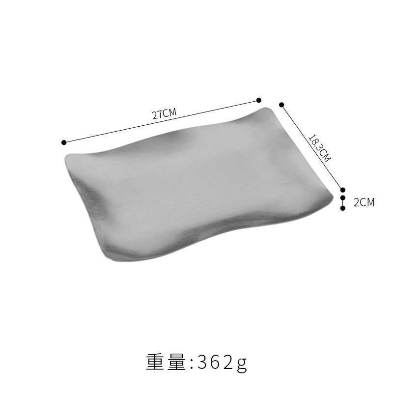 韩式不锈钢长方形盘金色异形盘子烧烤碟点心平盘浅盘烤肉店餐具|undefined