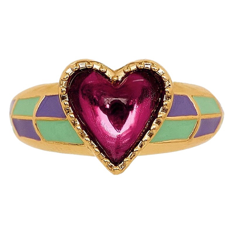 フランスのレトロな紫の目の愛の指輪の女性の軽豪華な大衆の設計の高級感は口を開けてファッションの個性の指の指輪をやめます。