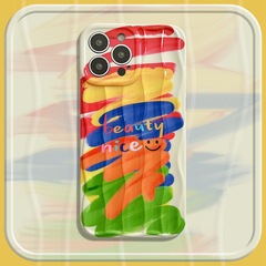 Niche Oil Painting Rainbow English Applicable for Apple 13/14 Pro Max Crossbody iPhone 12/11 Cases for Women