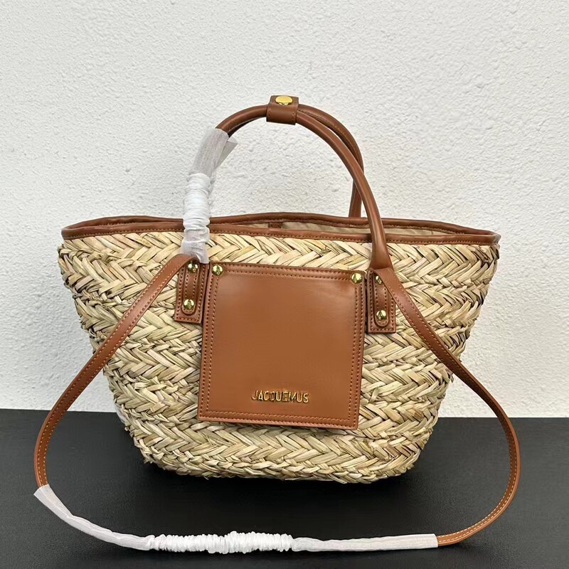 Jacquemus French-Style Basket Shoulder Bag Raffia Casual Beach Bag Travel Lightweight Bag Straw Woven Bag Crossbody
