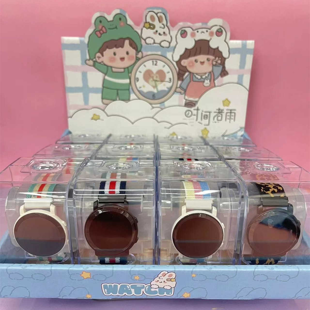 Tiempo hervido lluvia serie en caja reloj electrónico estudiantes masculinos y femeninos Alarma de tiempo deportivo multifunción reloj campus periférico