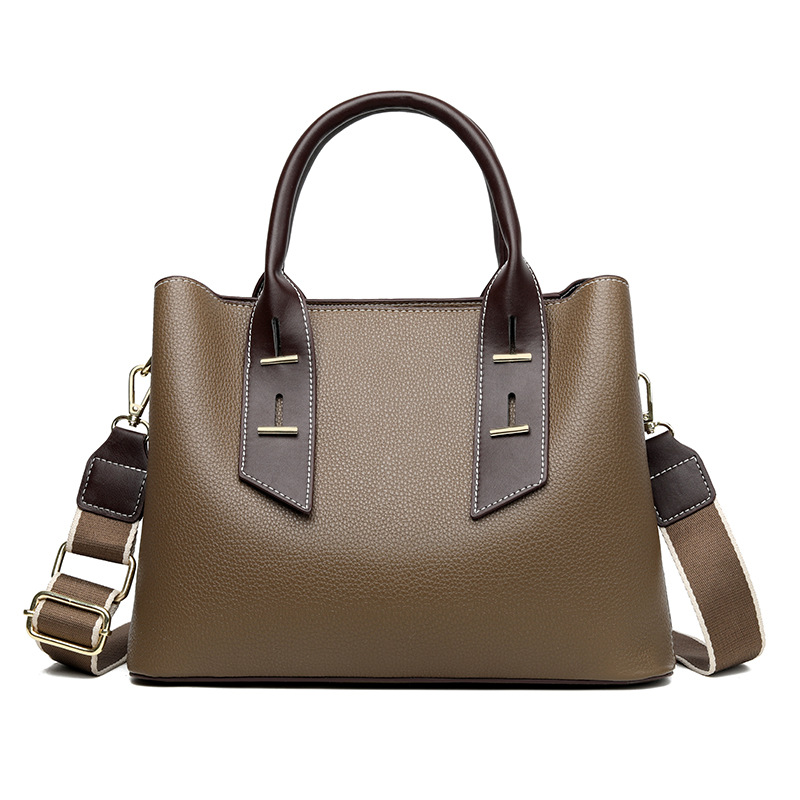 Bag New 2024 women's handbag commuter large capacity wide shoulder strap messenger bag European and American fashion portable women's bag_voghion.com