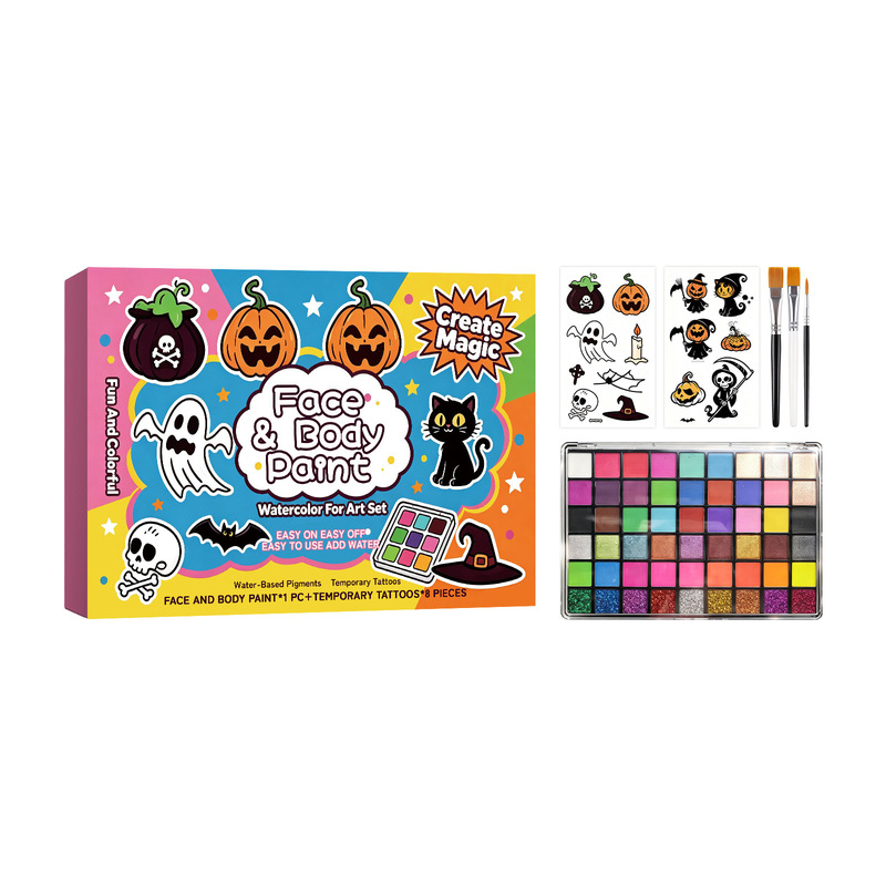 Halloween Children's Painting Set Gentle Ingredients for Body and Face Natural Silky Texture Colorful Children's Doodles Cross-Border Halloween Children's Painting Set Gentle Ingredients for Body and Face Natural Silky Texture Colorful Children's Doodles Cross-Border