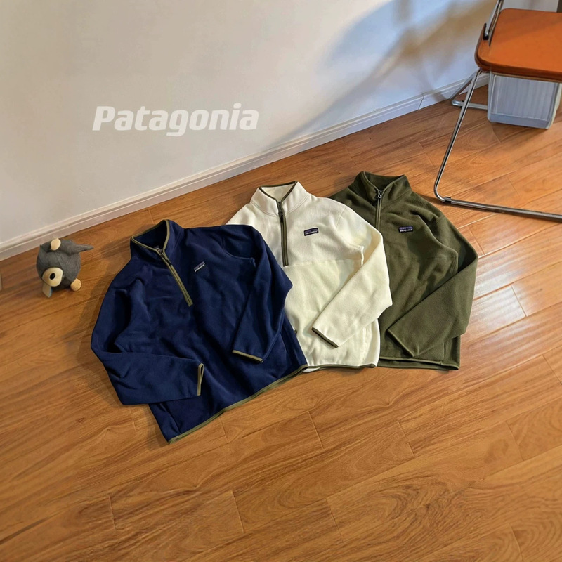 PATA Patagonia P-6 logo R1 half-zip outdoor pullover fleece stand-up collar warm fleece sweatshirt