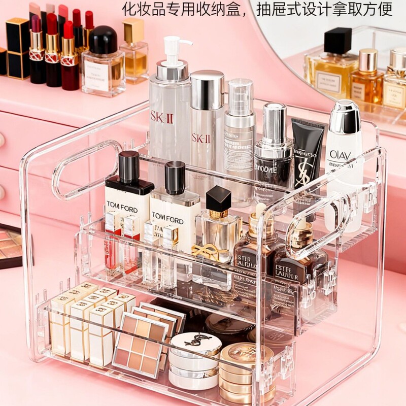 Cosmetic Storage Box Desktop Dressing Table Transparent Acrylic Ladder Multi-Layer Perfume Lipstick Skin Care Product Storage Rack