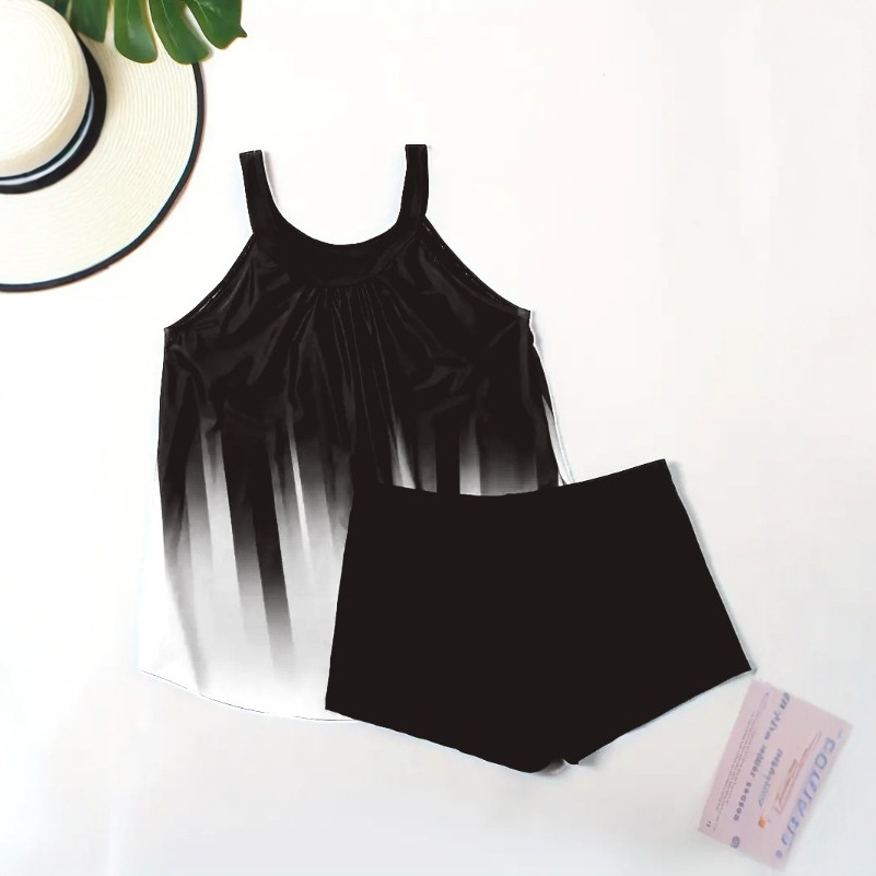 Amazon European and American Style Two-Piece Swimsuit for Women, Plus Size Skirt-Style Bikini, Boxer Print Swimwear, Sporty European and American Style