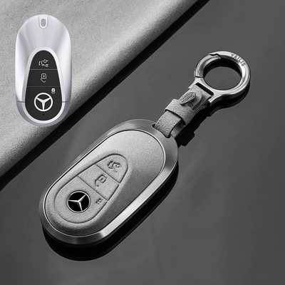 c260l glb220 glc a180 – Car key bag - no-specifications-mercedes-benz-c-tarnish-aluminum-alloy-light-gray-suede-upgrade-ring-buckle
