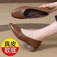 2025新款单鞋软底软面法式复古风舒适百搭女鞋浅口豆豆鞋妈妈鞋