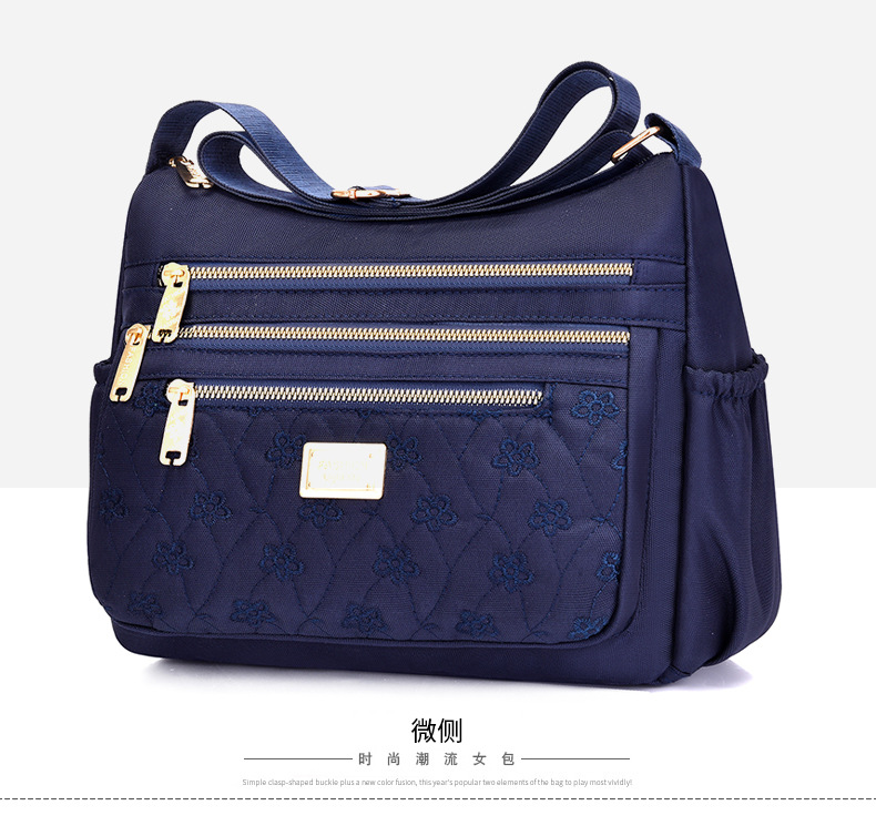 New women's crossbody bag, nylon embroidered shoulder bag, large-capacity multi-layer simple middle-aged mom bag undefined