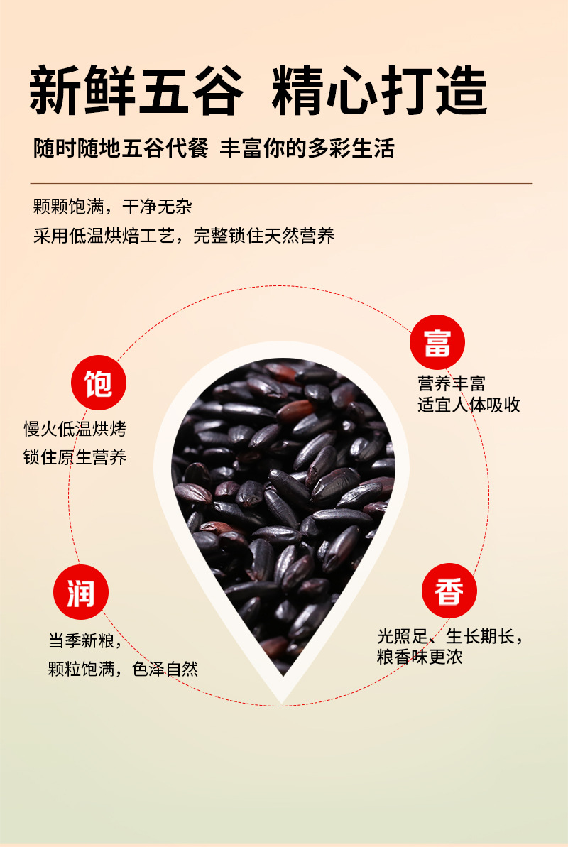 Cooked Black Rice He Mi Low Temperature Roasted Bulk Grain for Soy Milk Porridge and Culinary Use 25kg Bag quality and texture