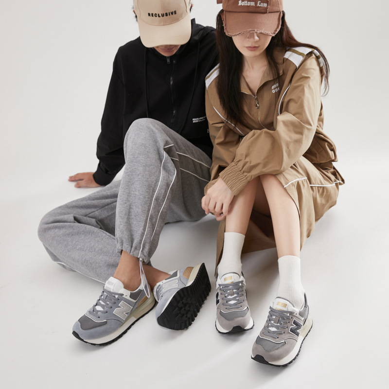 Giày thể thao unisex cổ điển tăng chiều cao đế dày phong cách Balance 574 — màu xanh đậm