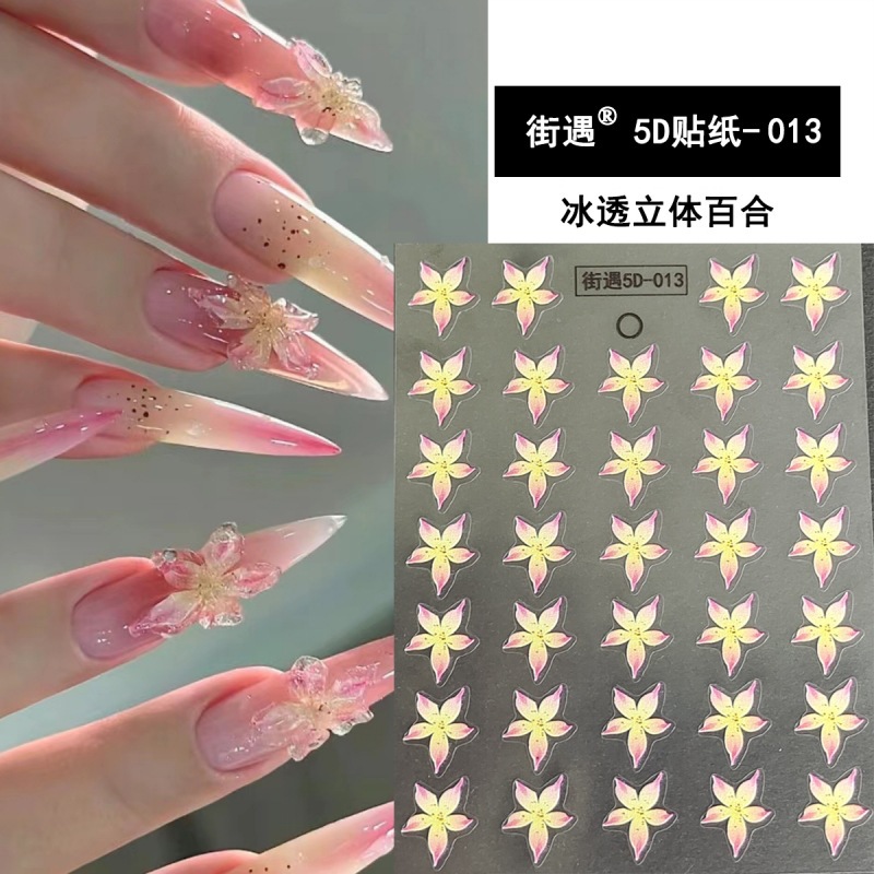 Three dimensional sticker for manicure