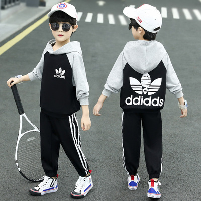 Boy Spring suit 2021 new pattern Western style CUHK boy leisure time Sports sweater Two piece set children clothes