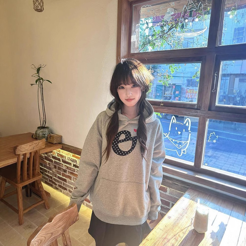 美式高街字母爱心刺绣连帽卫衣女春秋款宽松慵懒风情侣装韩系外套|undefined