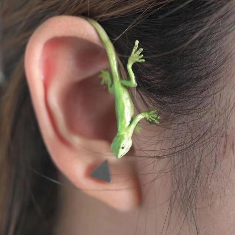 1 Pair Wedding Pastoral Lizard Frog Enamel Alloy Ear Cuffs display picture 1