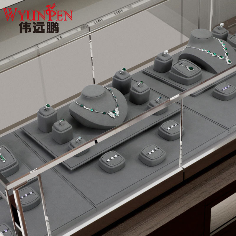 偉遠鵬珠寶展示道具灰色超纖項鍊吊墜展示櫥窗首飾飾品戒指展示架