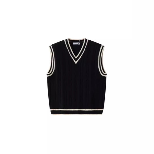 Preppy Style V-Neck Knitted Vest for Men—Autumn/Winter American Vintage Loose Sleeveless Sweater Vest, Pullover Waistcoat, and Jacket