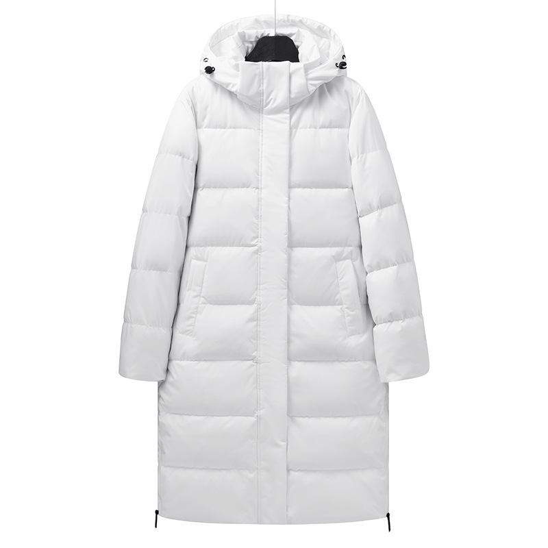 "Unisex Extra-Long Down Jacket – Knee-Length Winter Coat With Premium White Duck Down (Black/White, Sizes S-3XL)"_viptrois.com