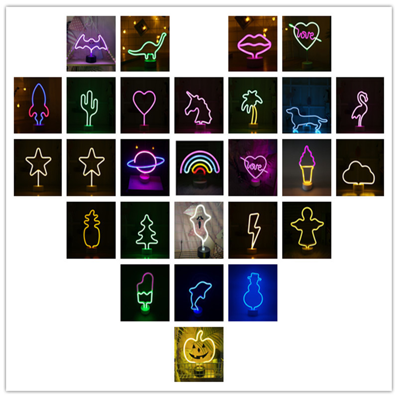 Cross-Border LED desktop neon light love lightning rainbow shape decorative lamp cloud base Night Light Cross-Border LED desktop neon light love lightning rainbow shape decorative lamp cloud base Night Light