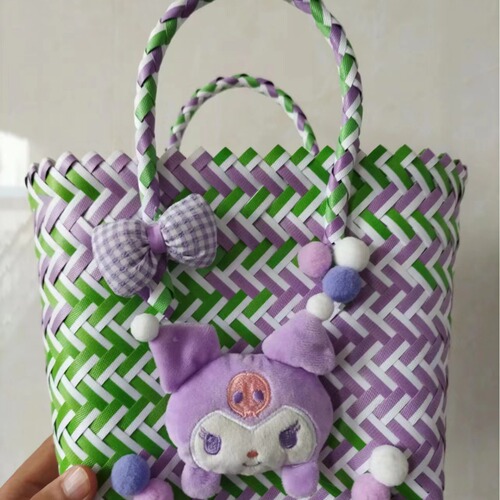 DIY Handmade Woven Bag, Children's Woven Vegetable Basket, Rainbow Woven Bag, Baby Gift Bag