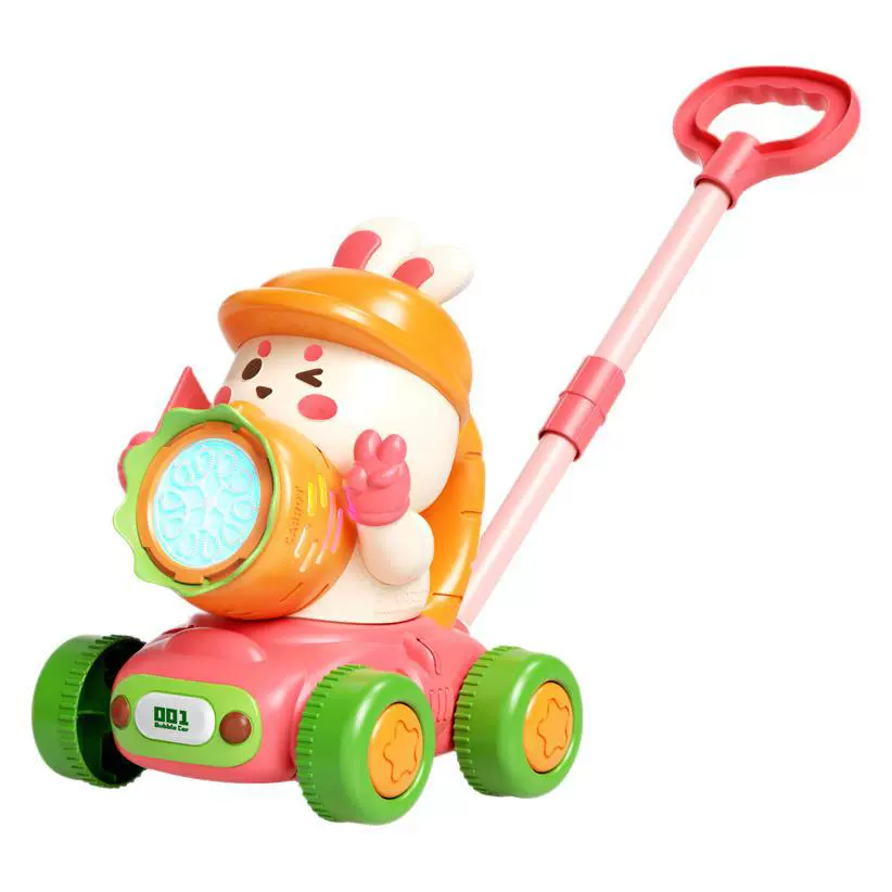 Bubble Cart Dinosaur Toy with Bubble Machine and Rabbit Animals - Push Walker, Finger-Push Game