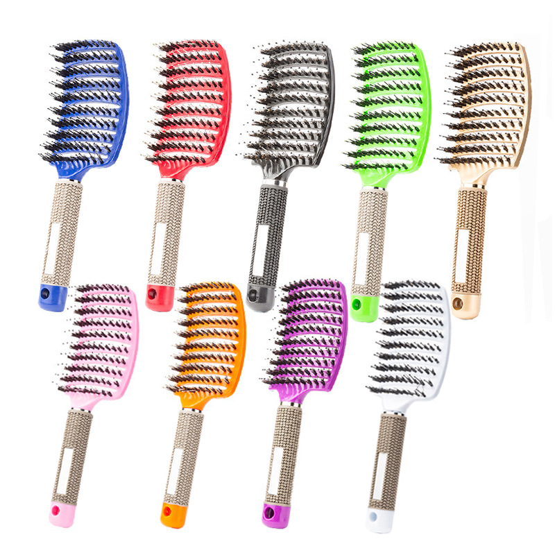 Crooked plastic curly brush for hair straightening