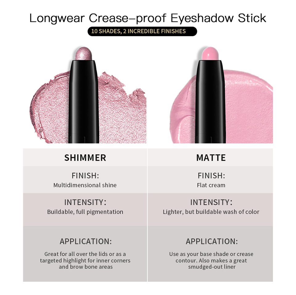 lakerain Cream Eyeshadow stick, matte pearlescent gradient Eyeshadow, Lazy Eyeshadow pen undefined
