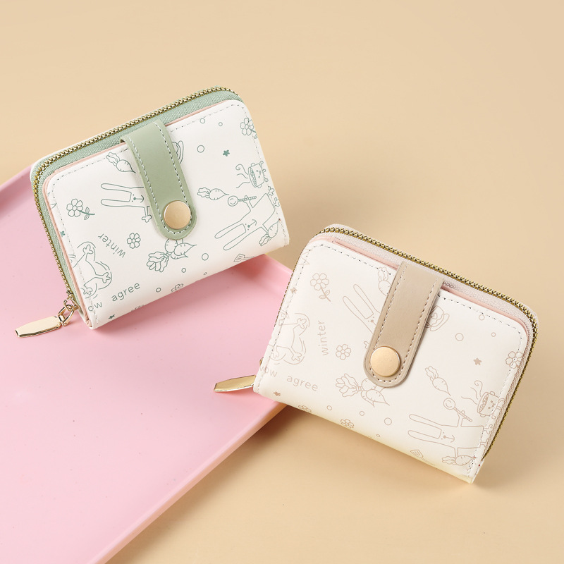 Simples y lindos gatitos de estilo japonés damas hebilla cambio de mano con bolso corto multifuncional para mujeres