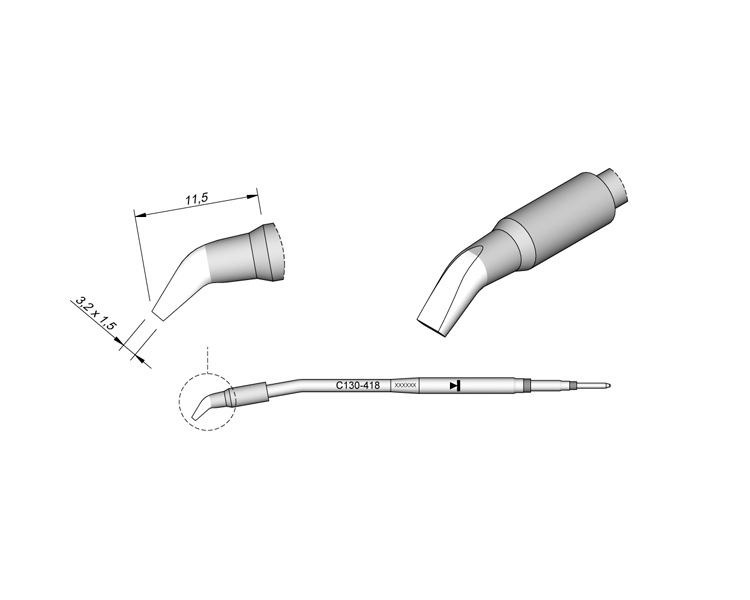 西班牙 JBC C130418 弯形烙铁头3,2 X 1,5 C130-418
