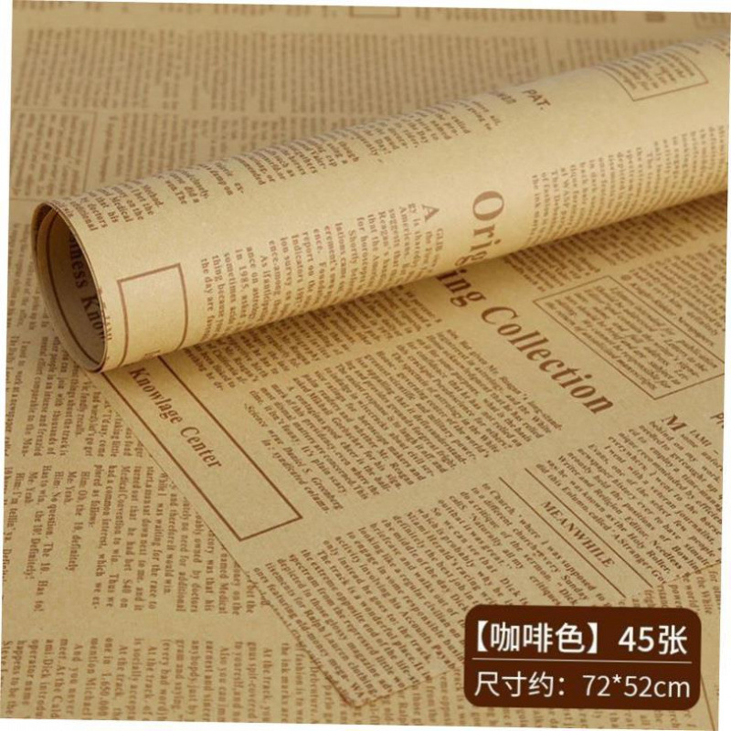English newspaper flowers wrapping paper kraft paper gift