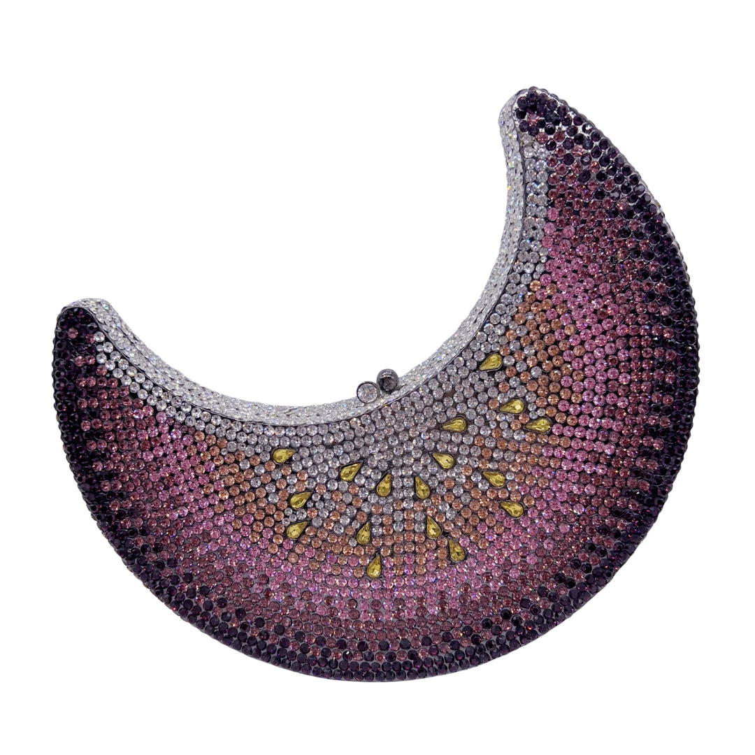 Nueva luna transfronteriza nueva media luna con diamantes bolsas de cena sandía bolsas de mano de diamantes bolsas europeas y americanas vestidos de fiesta bolsas de mujer