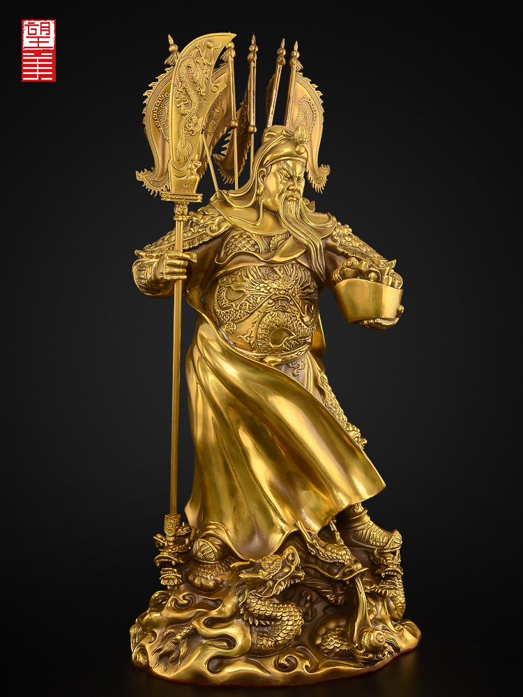 (2개) 444Z 도매 구리 관공 장식품 거실 상점 구룡 관공 청동 동상 황동 우까이 SHEN GUAN GONG 동상 신을위한 동상