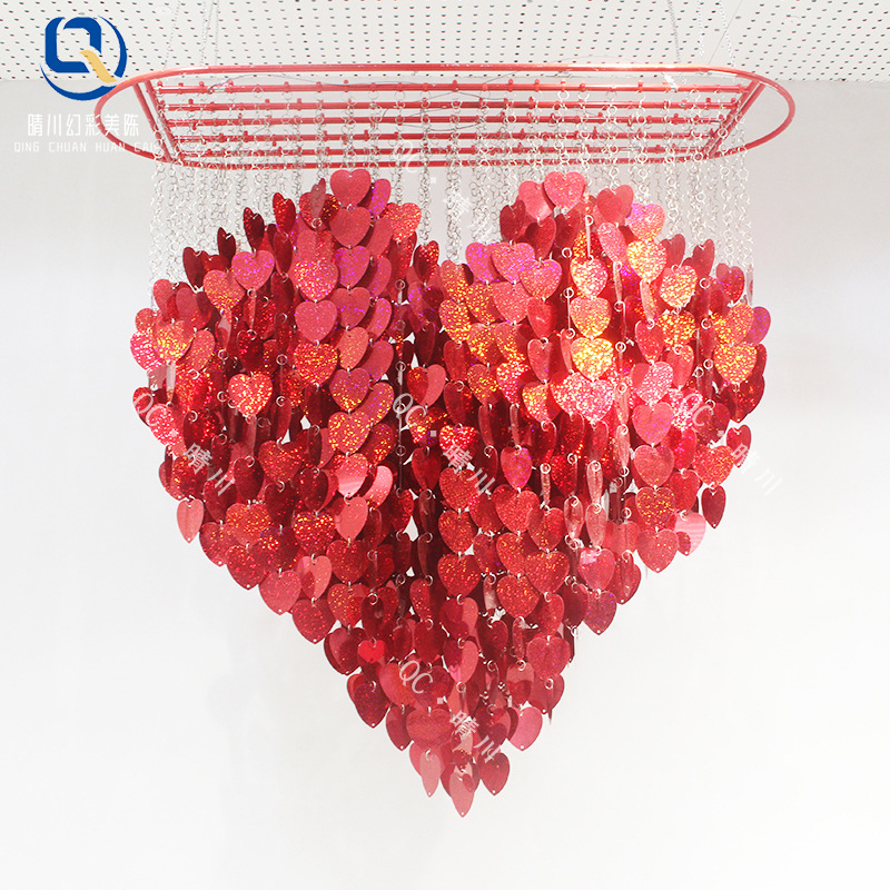 인기 스팽글 피치 하트(레드) 직경 1m, 선반 슬링 포함 당일 배송 가능