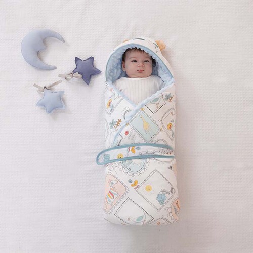 Cotton quilt, baby's removable beanie quilt, hooded baby quilt, children's outing swaddle wrap, autumn and winter blanket