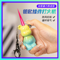 The same style of the Internet celebrity violent bear gradient windproof inflatable lighter with good looks and is popular as a drop-shipping gift for your boyfriend