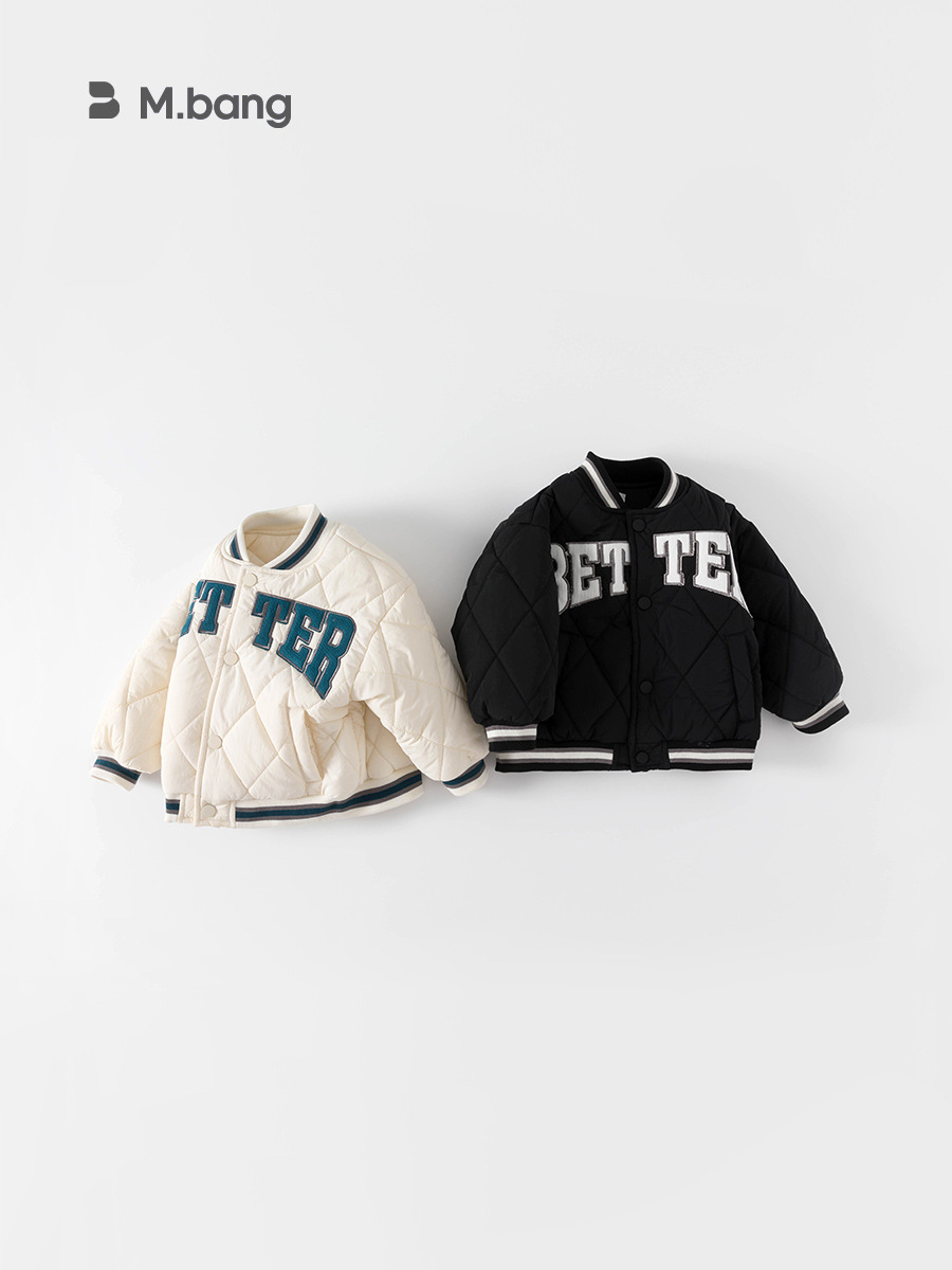 Ropa Infantil Youbao, Chaqueta de Béisbol Acolchada con Letras para Niños, Estilo Casual de Otoño e Invierno, Abrigo Infantil para Niños Pequeños QY82261