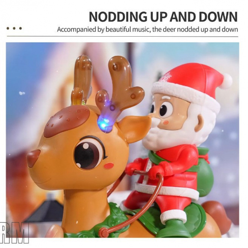 Nuevos juguetes de Navidad transfronterizos para ancianos y renos muñecas eléctricas iluminación música regalos recargables juguetes para niños