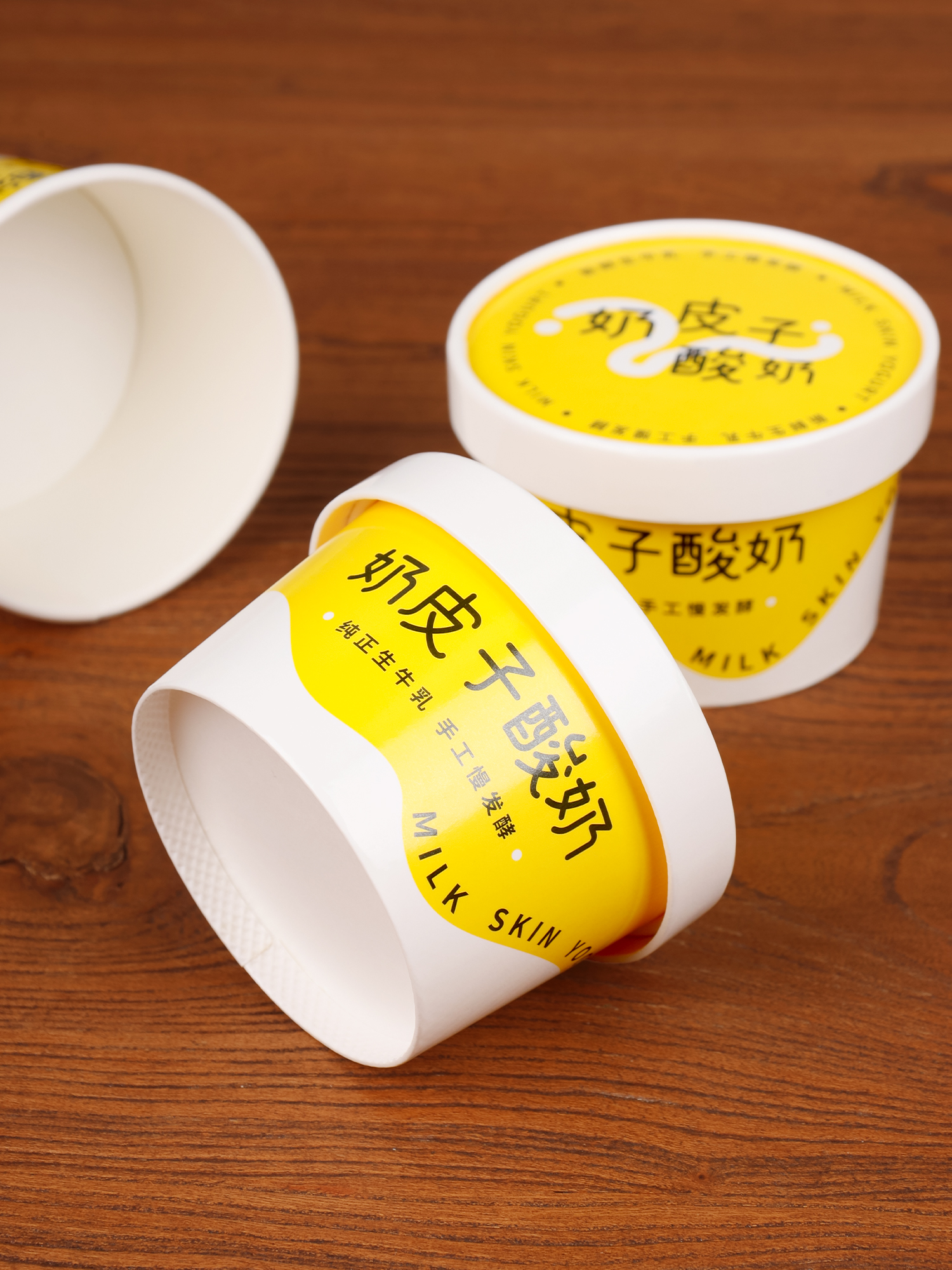 Caja de embalaje de yogur de leche hecha a mano, doble película de envasado, taza de papel gruesa, taza de papel de embalaje desechable para yogur fermentado