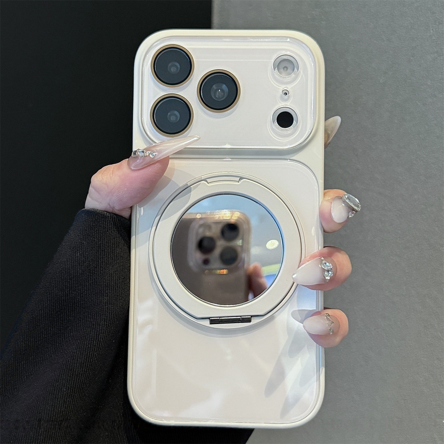 Funda Magnética de Vidrio para iPhone 17 Pro Max con Soporte Giratorio de Espejo, Antigolpes