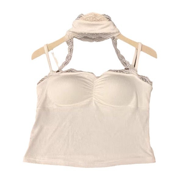 Nuevo dulce caliente chica de encaje colgante colgante chaleco pequeño para mujeres en verano con ropa exterior delgada camisa de base corta