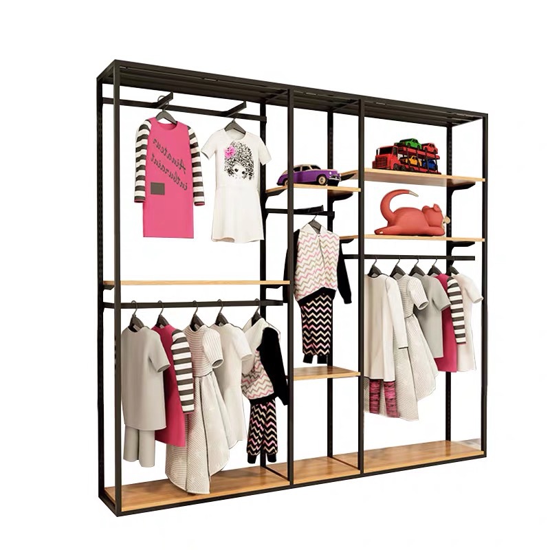 Exhibidor de Ropa para Niños, Estantes de Combinación Libre, Diseño de Exhibidor de Pared o de Pie, Estante, Perchero, Soporte de Exhibición