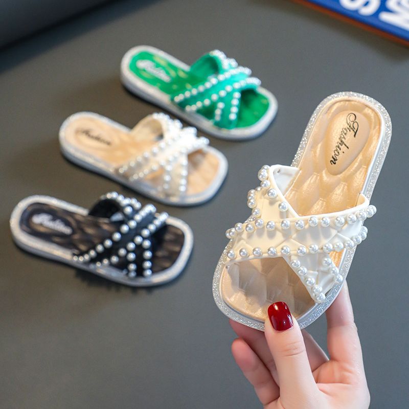 2024 children's slippers home bathroom non-slip girls' baby Summer outdoor fashion princess style children's sandals