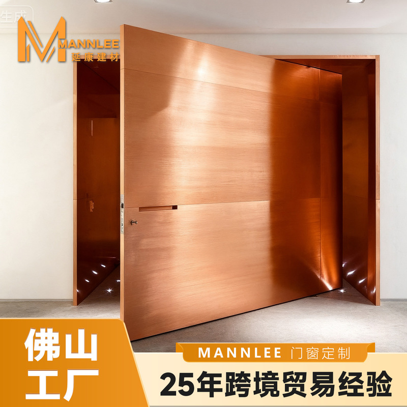 Cast Aluminum Central Axis Door Entrance Glass Double Door Villa Entrance Anti-Theft Broken Bridge Overseas New Model