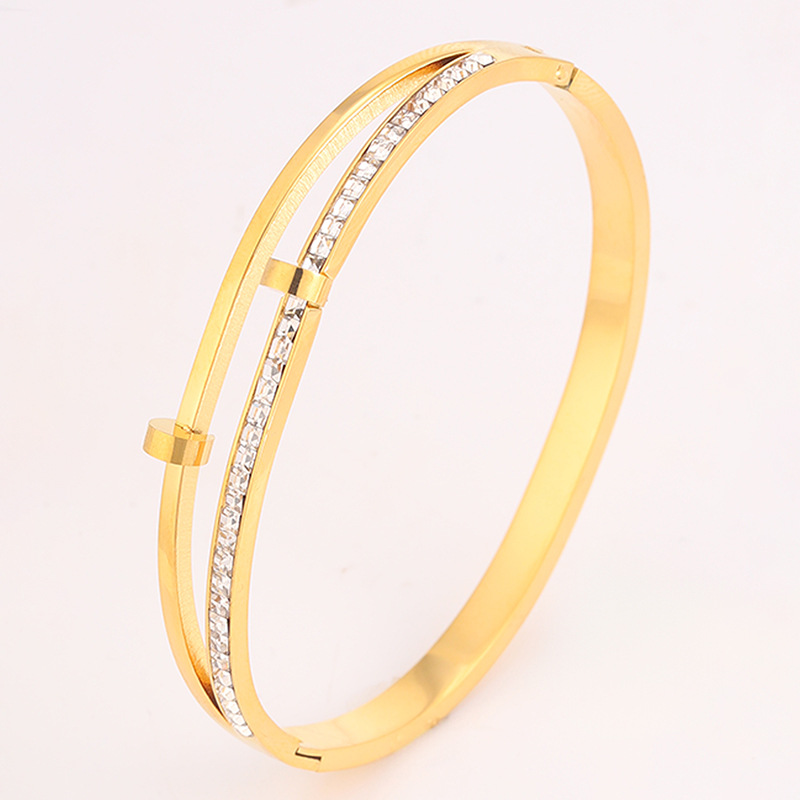 Pulsera de Acero de Titanio con Incrustación de Diamantes