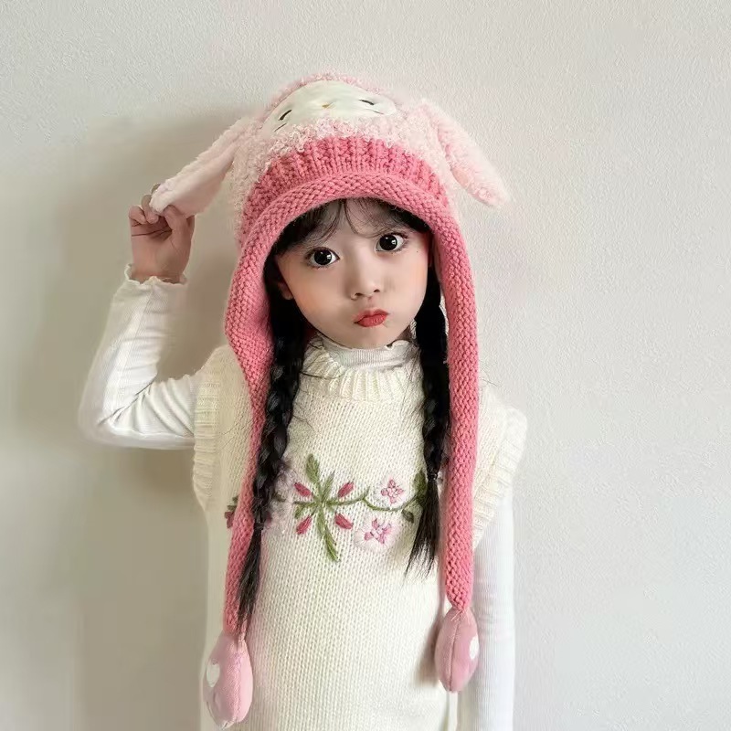 儿童帽子秋冬女童宝宝加厚针织护耳加绒超萌保暖可爱秋冬季头毛|undefined
