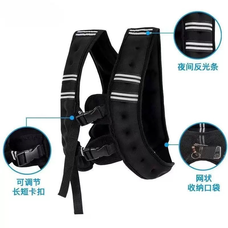 Carga de peso chaleco de entrenamiento de acondicionamiento físico hombre y mujer portátil bolsa de arena chaleco de arena rayas reflectantes chaleco de peso
