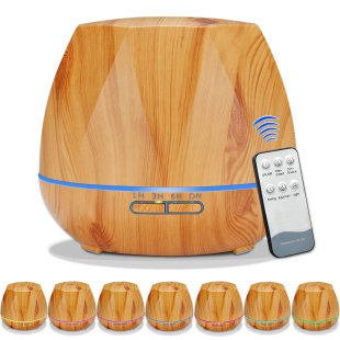 550ml Diamond octagonal wood grain ultrasonic remote control aromatherapy machine creative novel household water supplement air plug