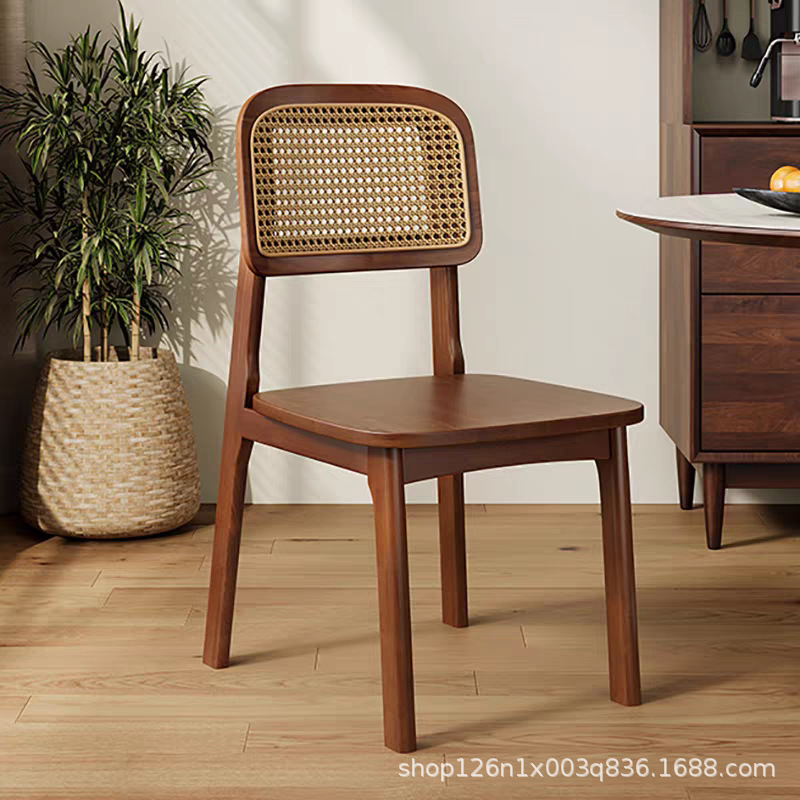 Chain Store Coffee Shop Rattan Chair Nordic Simple Modern Backrest Chair Solid Wood Dining Room Living Room Balcony Affordable and Durable Chair